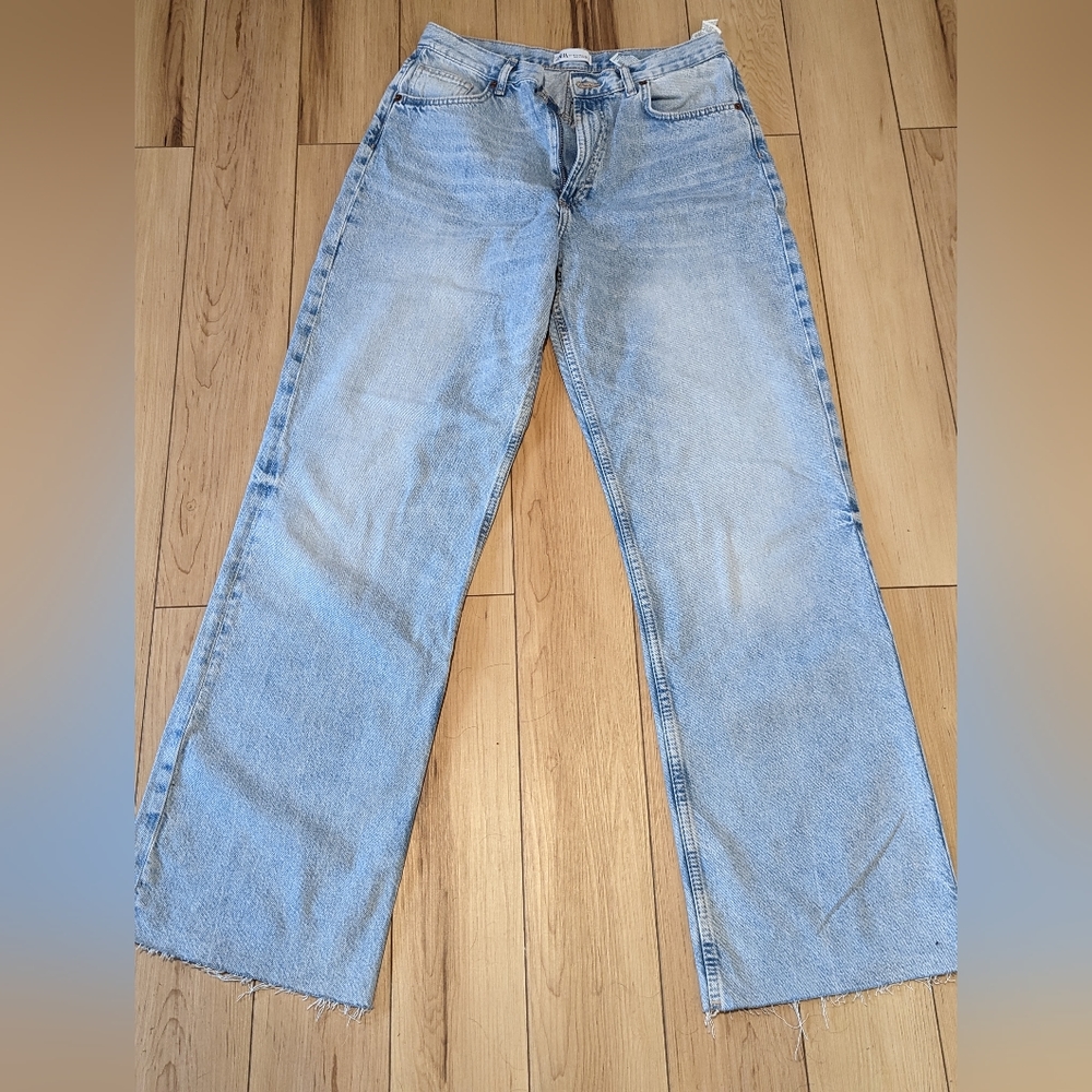 Zara size 10 high rise wide leg jeans